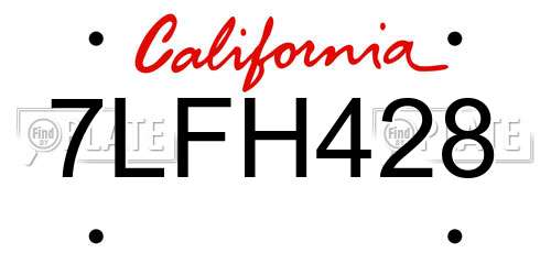 7LFH428 California License Plate