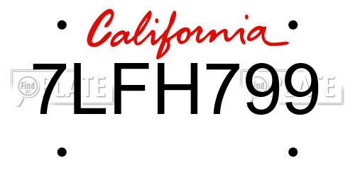 7LFH799 California License Plate