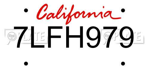 7LFH979 California License Plate