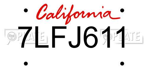 7LFJ611 California License Plate