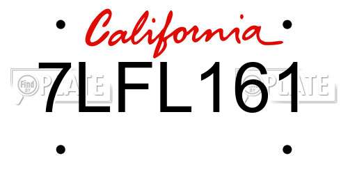 7LFL161 California License Plate
