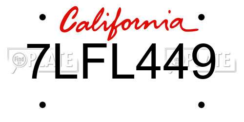 7LFL449 California License Plate