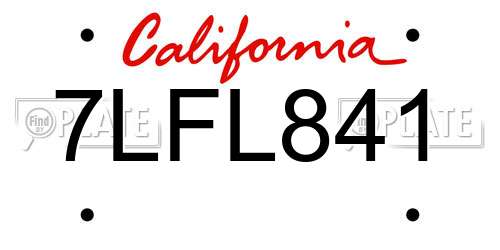 7LFL841 California License Plate