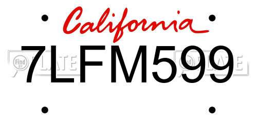7LFM599 California License Plate