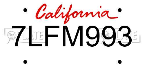 7LFM993 California License Plate