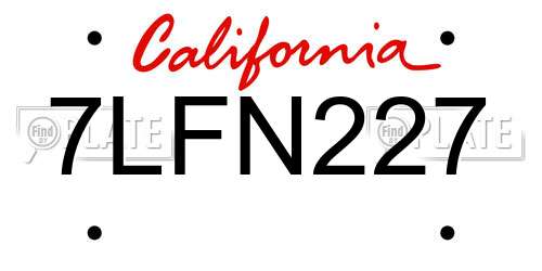 7LFN227 California License Plate