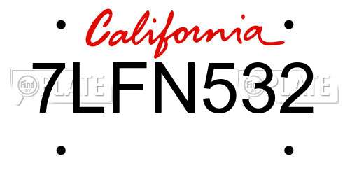 7LFN532 California License Plate