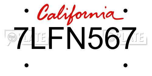 7LFN567 California License Plate