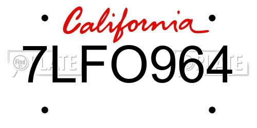 7LFO964 California License Plate