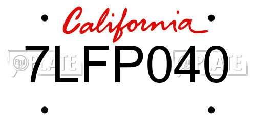 7LFP040 California License Plate
