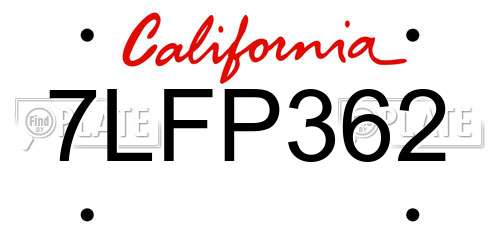 7LFP362 California License Plate
