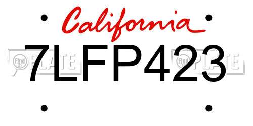 7LFP423 California License Plate