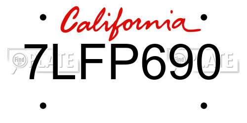 7LFP690 California License Plate