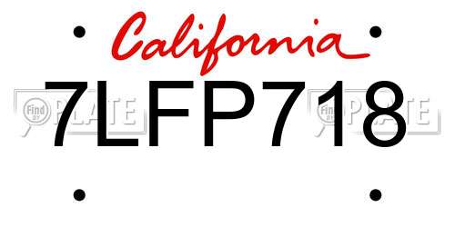 7LFP718 California License Plate