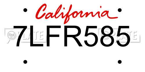 7LFR585 California License Plate