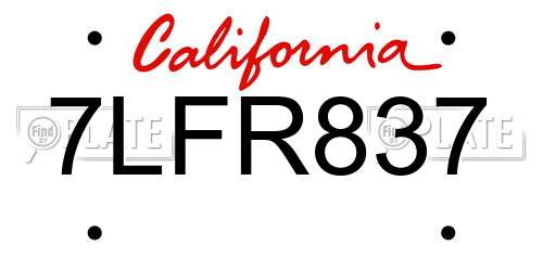 7LFR837 California License Plate