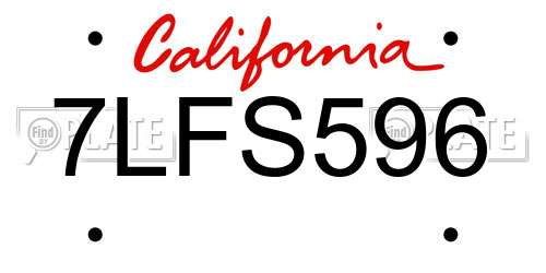 7LFS596 California License Plate