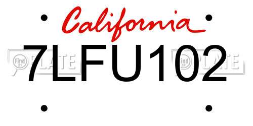 7LFU102 California License Plate