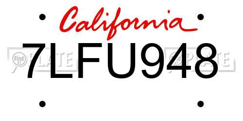 7LFU948 California License Plate