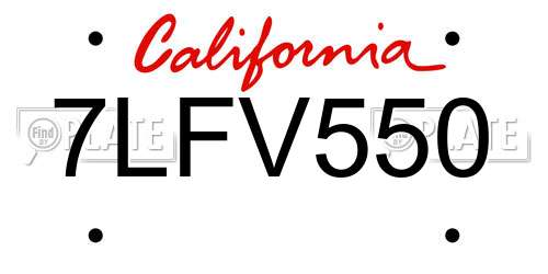 7LFV550 California License Plate
