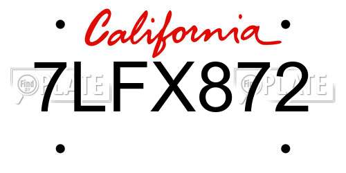 7LFX872 California License Plate