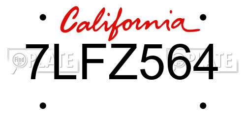 7LFZ564 California License Plate