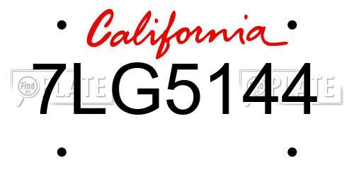 7LG5144 California License Plate
