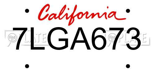7LGA673 California License Plate