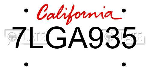 7LGA935 California License Plate