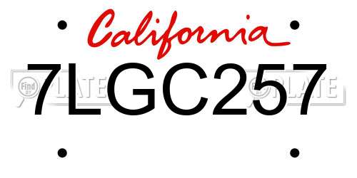 7LGC257 California License Plate