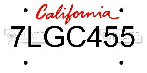 7LGC455 California License Plate