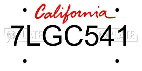7LGC541 California License Plate