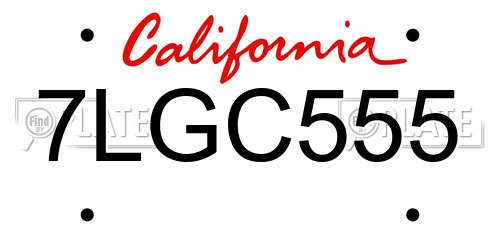 7LGC555 California License Plate