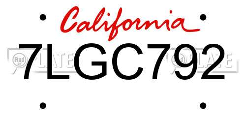 7LGC792 California License Plate