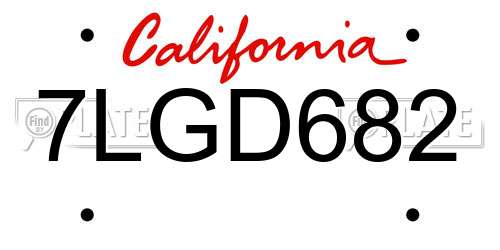 7LGD682 California License Plate