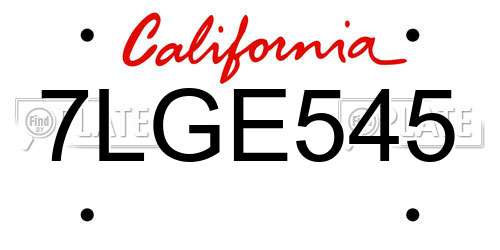 7LGE545 California License Plate
