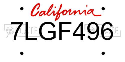 7LGF496 California License Plate
