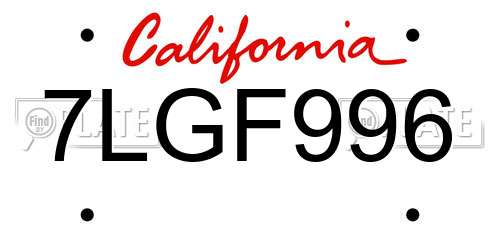 7LGF996 California License Plate