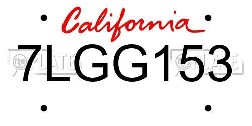7LGG153 California License Plate