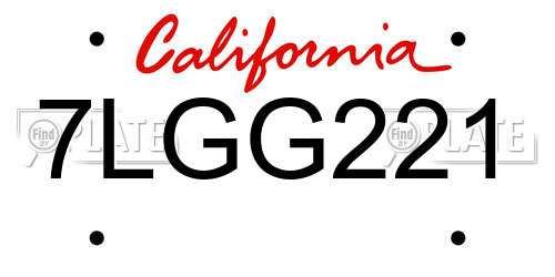 7LGG221 California License Plate