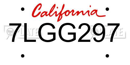 7LGG297 California License Plate
