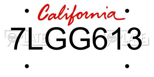 7LGG613 California License Plate