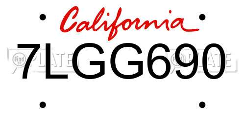 7LGG690 California License Plate