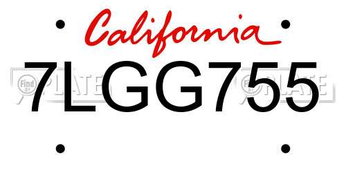 7LGG755 California License Plate