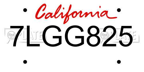 7LGG825 California License Plate