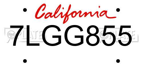 7LGG855 California License Plate