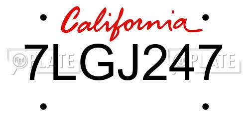 7LGJ247 California License Plate
