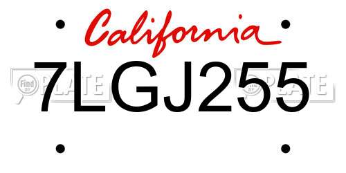 7LGJ255 California License Plate