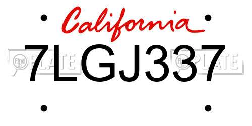 7LGJ337 California License Plate