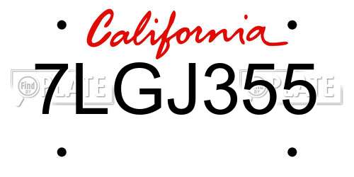 7LGJ355 California License Plate